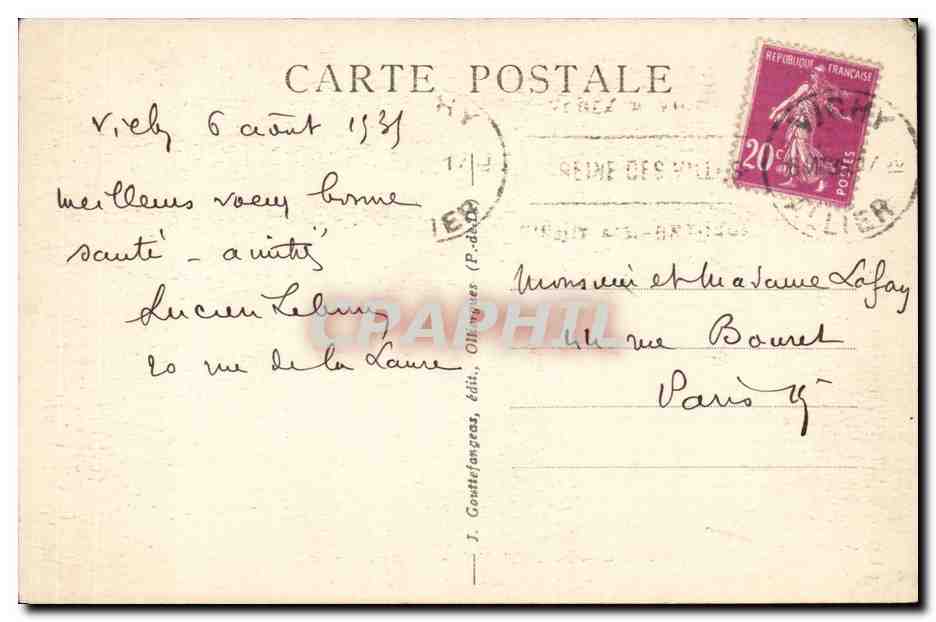 Vichy CPA Source Chomel — Rückseite