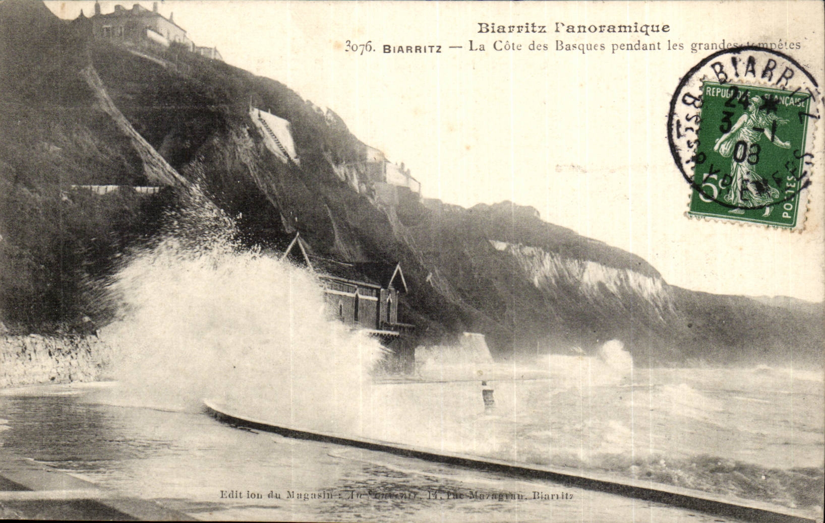 Biarritz CPA La cote des Basques pendant les grandes tempetes