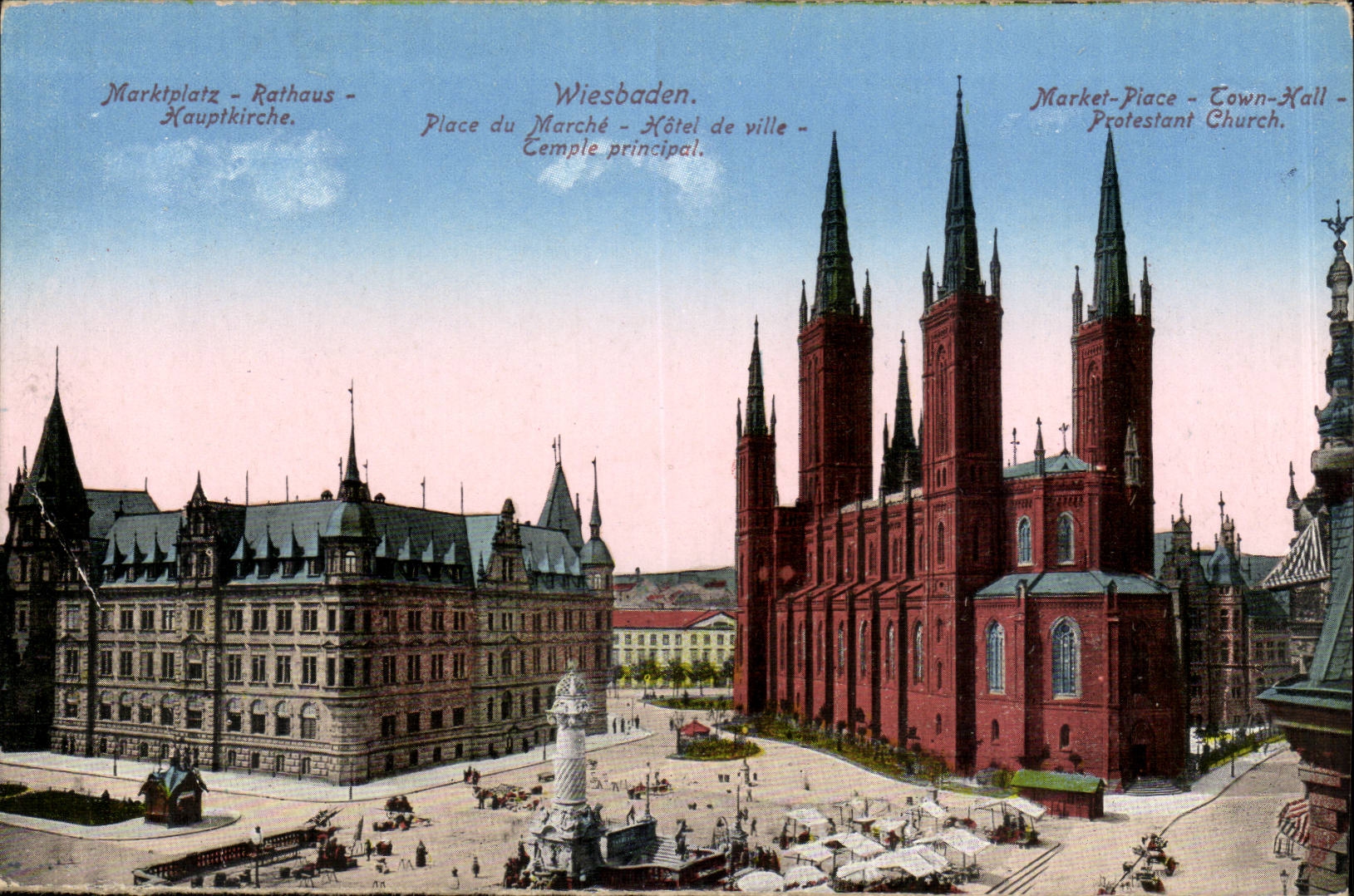 Wiesbaden — Place du Marché — Hôtel de ville — Temple principal