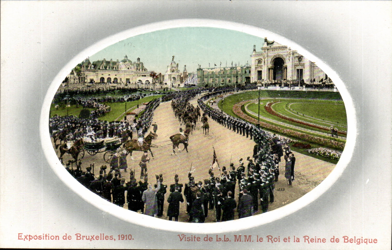 Belgie Belgique Exposition de Bruxelles 1910 CPA Visite de MM le roi et la reine de Belgique