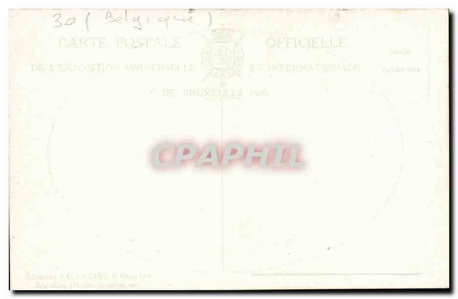 Belgie Belgique Exposition de Bruxelles 1910 CPA Visite de MM le roi et la reine de Belgique — Verso
