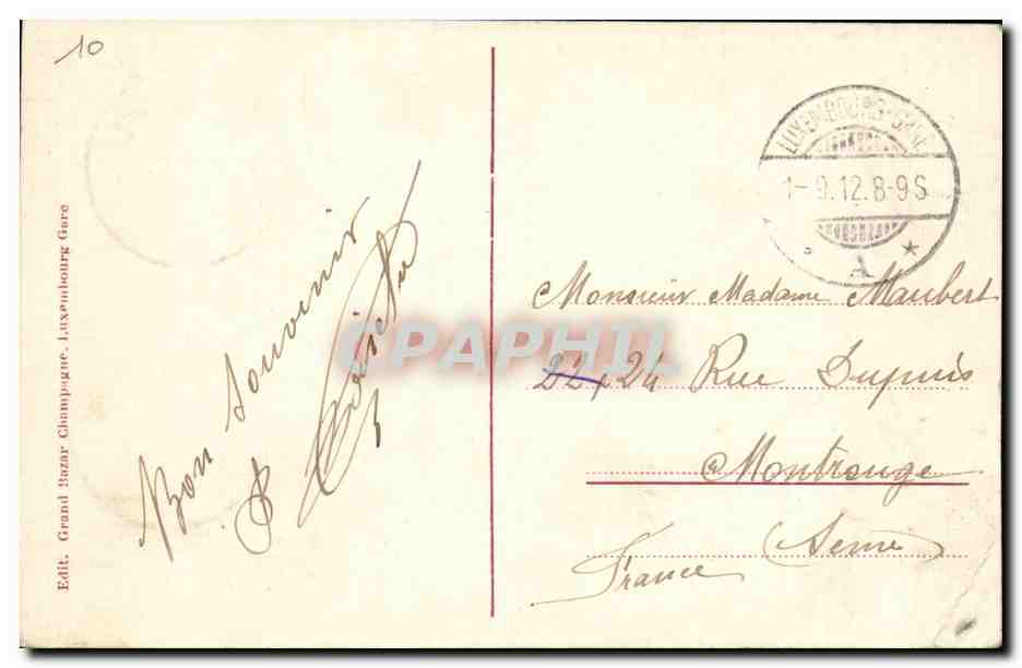 Luxembourg CPA Pont Adolphe et Passerelle (timbre Hitler) — Rückseite