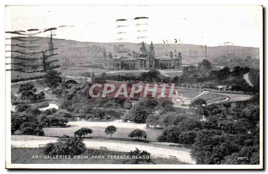 Grande Bretagne CPA Art galelries from Park Terrace Glasgow Scotland Ecosse