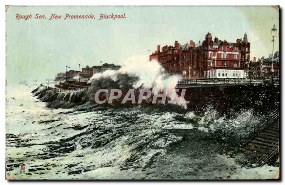 Grande Bretagne Rough Sea CPA New promenade Blackpool