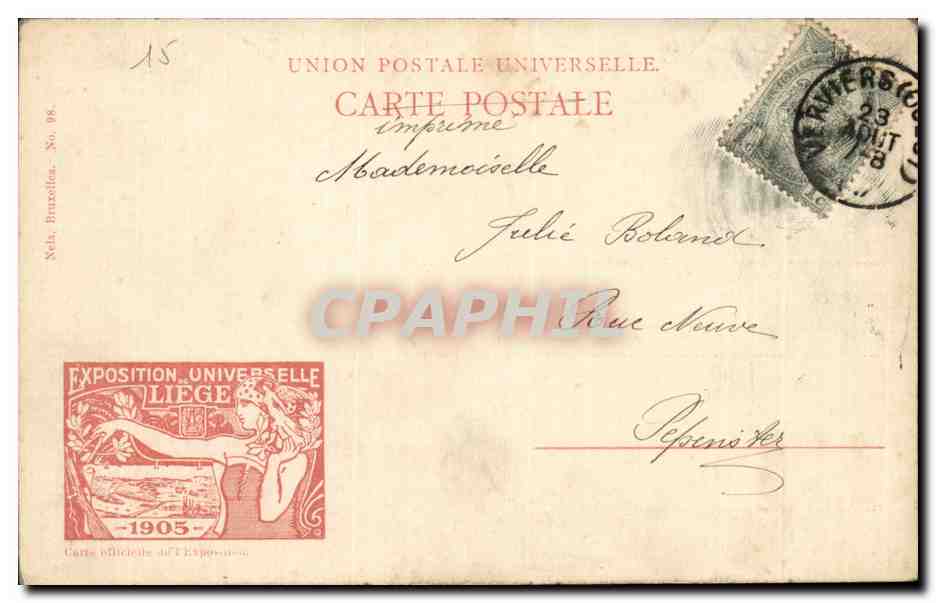 Belgique Belgie Exposition universelle de Liege 1905 Degustation de Munich — Rückseite