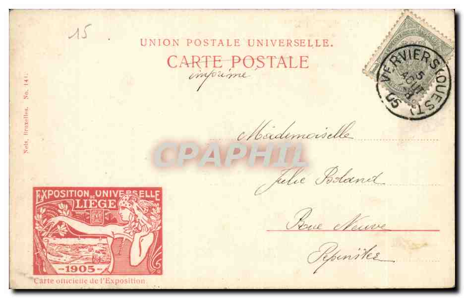 Belgique Belgie Exposition universelle de Liege 1905 CPA Canada et palais de la femme — Rückseite