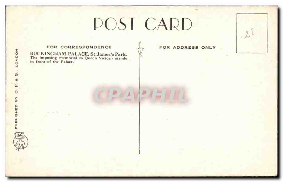 Great BRitain Londres London CPA Buckingham palace  — Rückseite