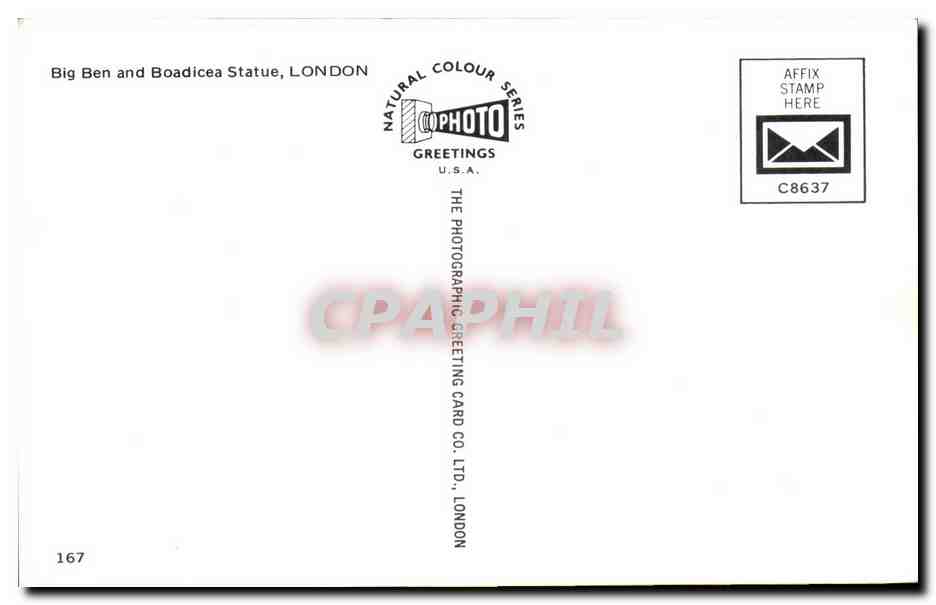 Great BRitain Londres london CPM Big ben and Boadicea statue — Back