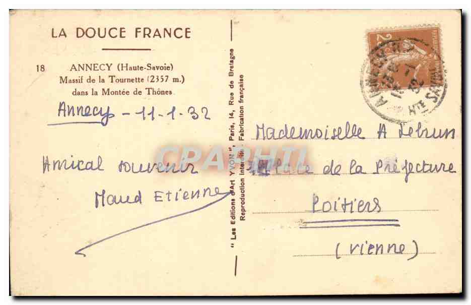 Ski dans les Alpes — Annecy (Haute-Savoie) — Les Éditions d'Art YVON, Paris — Rückseite
