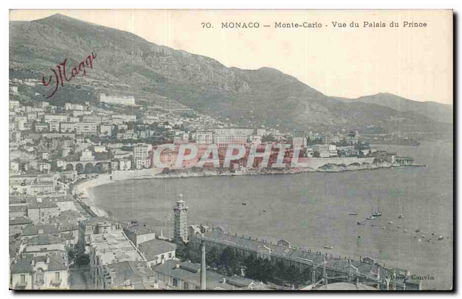 Monte CArlo Monaco CPA Vue du palais du Prince