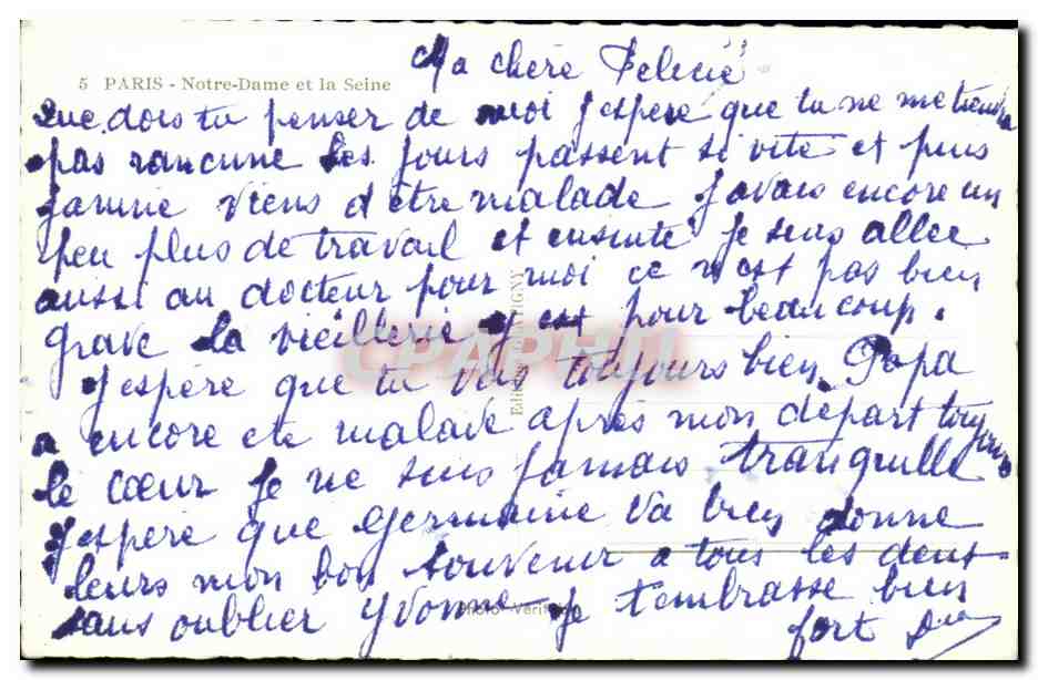 Paris CPM Notre Dame et la Seine — Verso