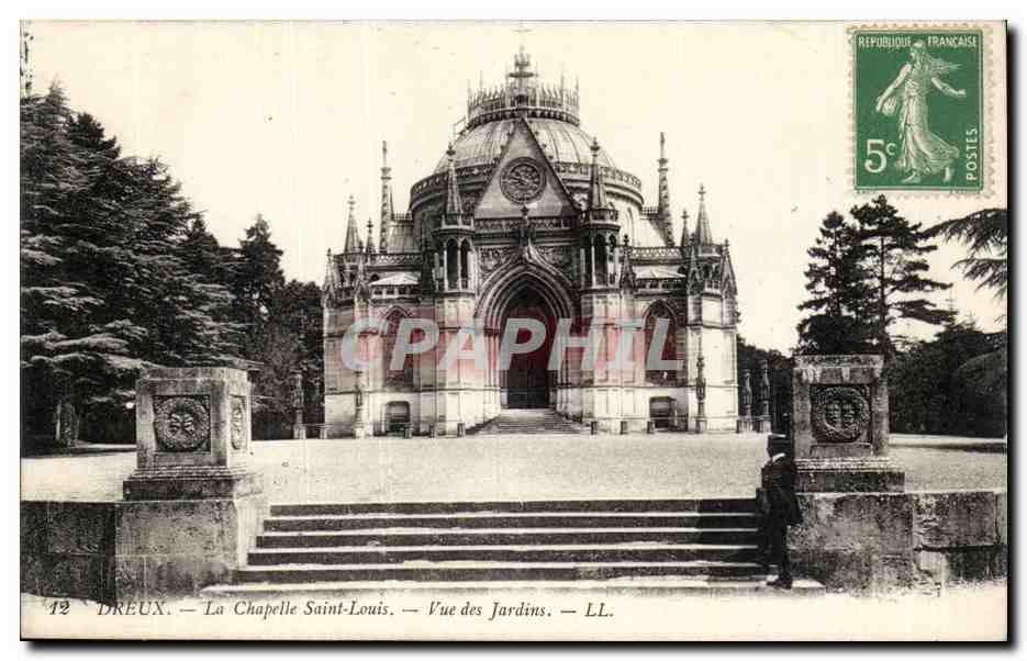 Dreux — La Chapelle Saint-Louis — Vue des Jardins — LL.