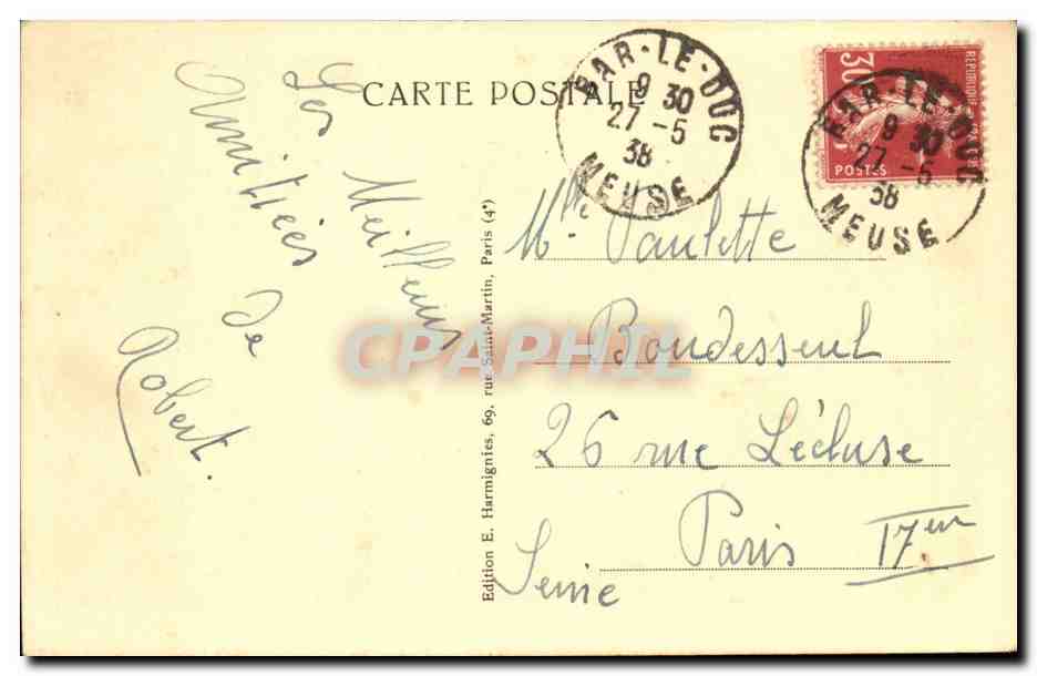 Bar le Duc CPA Rue Andre Maginot A droite Station des auto cars — Rückseite
