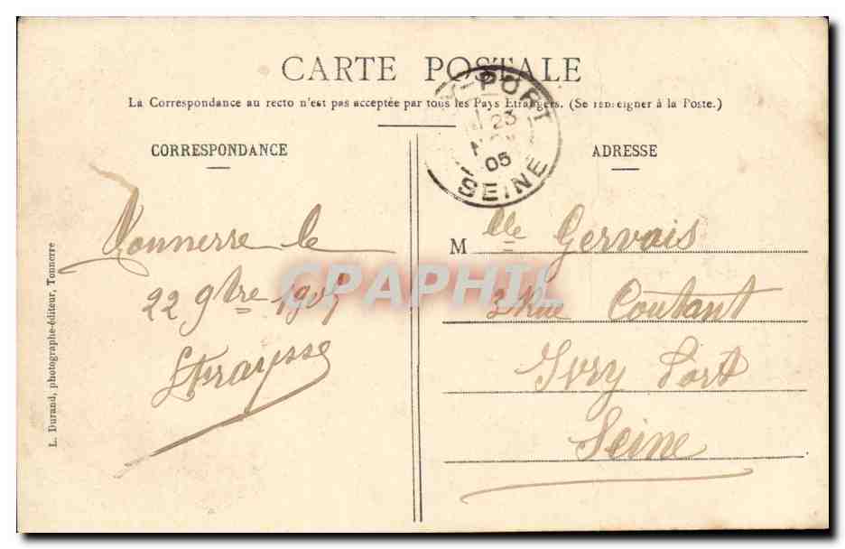 Tonnerre CPA La montagne Saint Loup — Rückseite