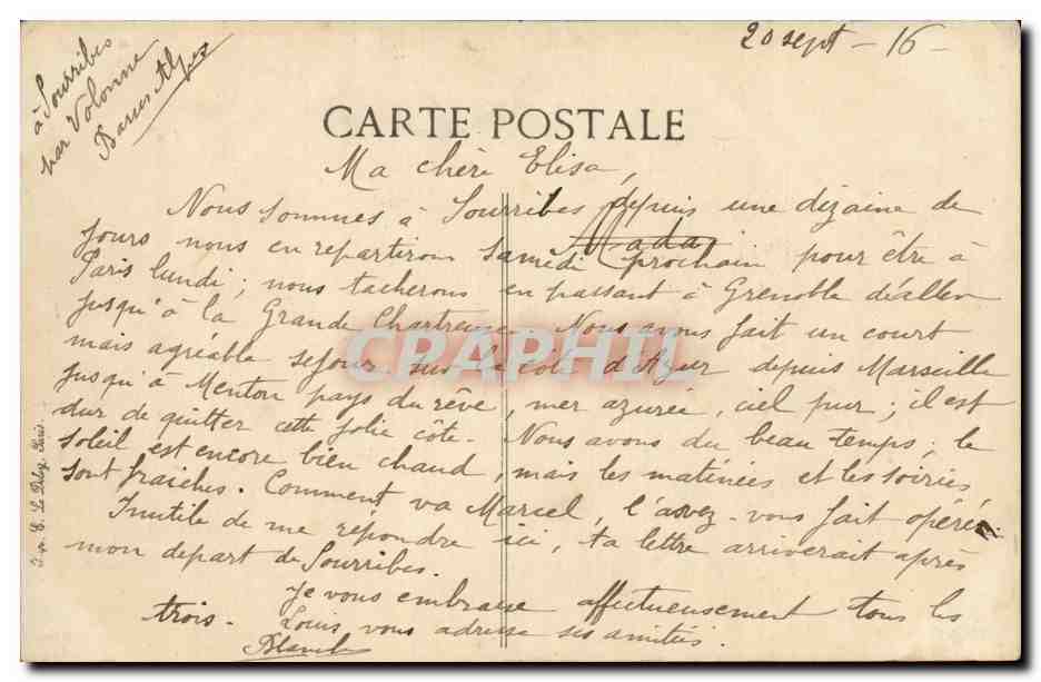Sisteron CPA Vue generale sur la Durance — Rückseite