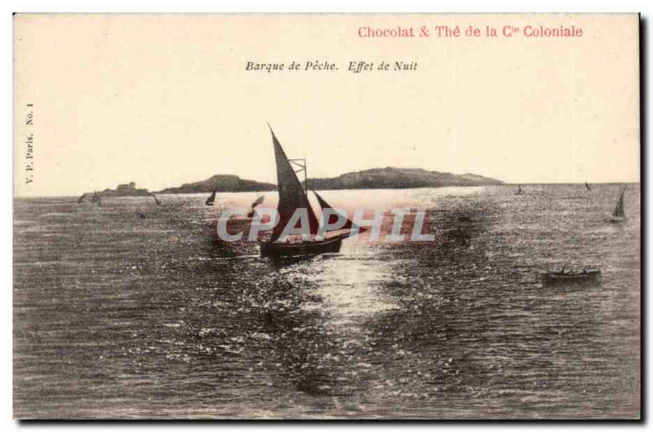 Barque de Pêche. Effet de Nuit — V.P. Paris, No. 1 — Chocolat & Thé de la C° Coloniale