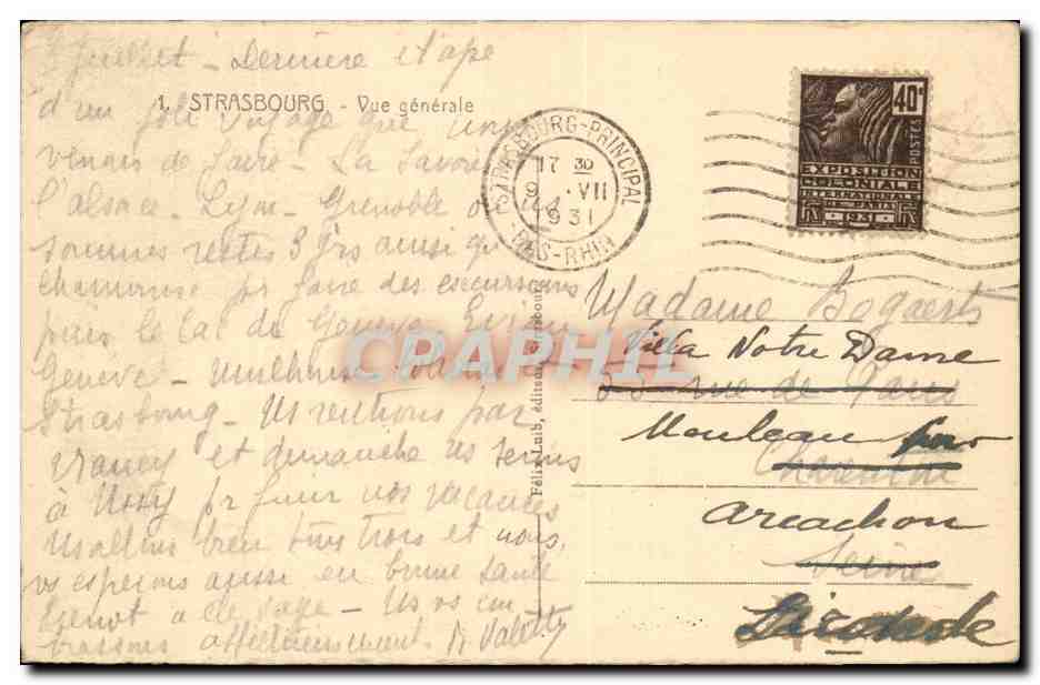 Strasbourg CPA Vue generale — Verso