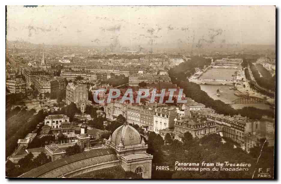 Paris CPA Panorama from the Trocadero