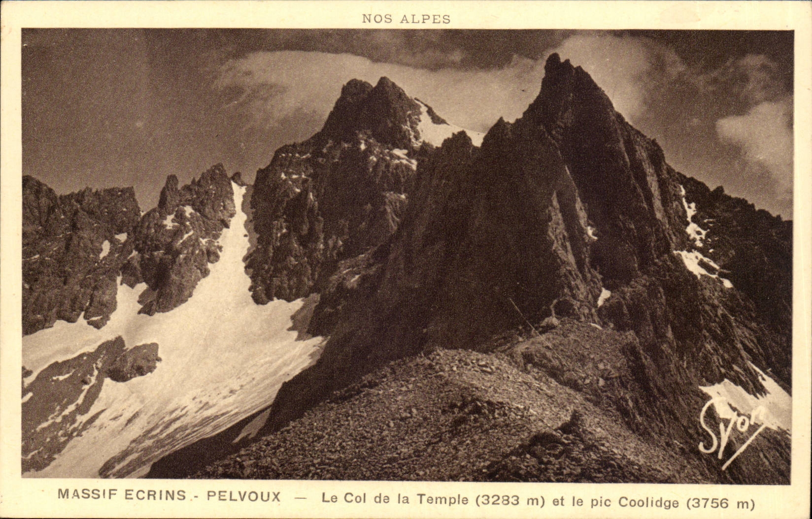 Massif des Écrins - Pelvoux — Le Col de la Temple (3283 m) et le pic Coolidge (3756 m) — Édition R. Girard, Grenoble