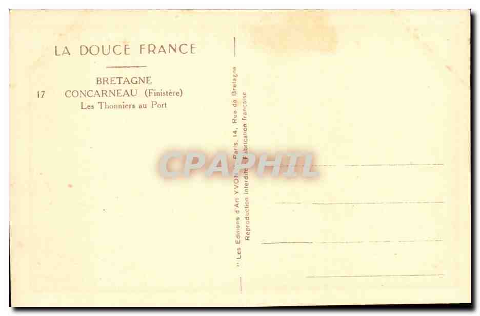 Concarneau CPA Les thonniers au port — Rückseite