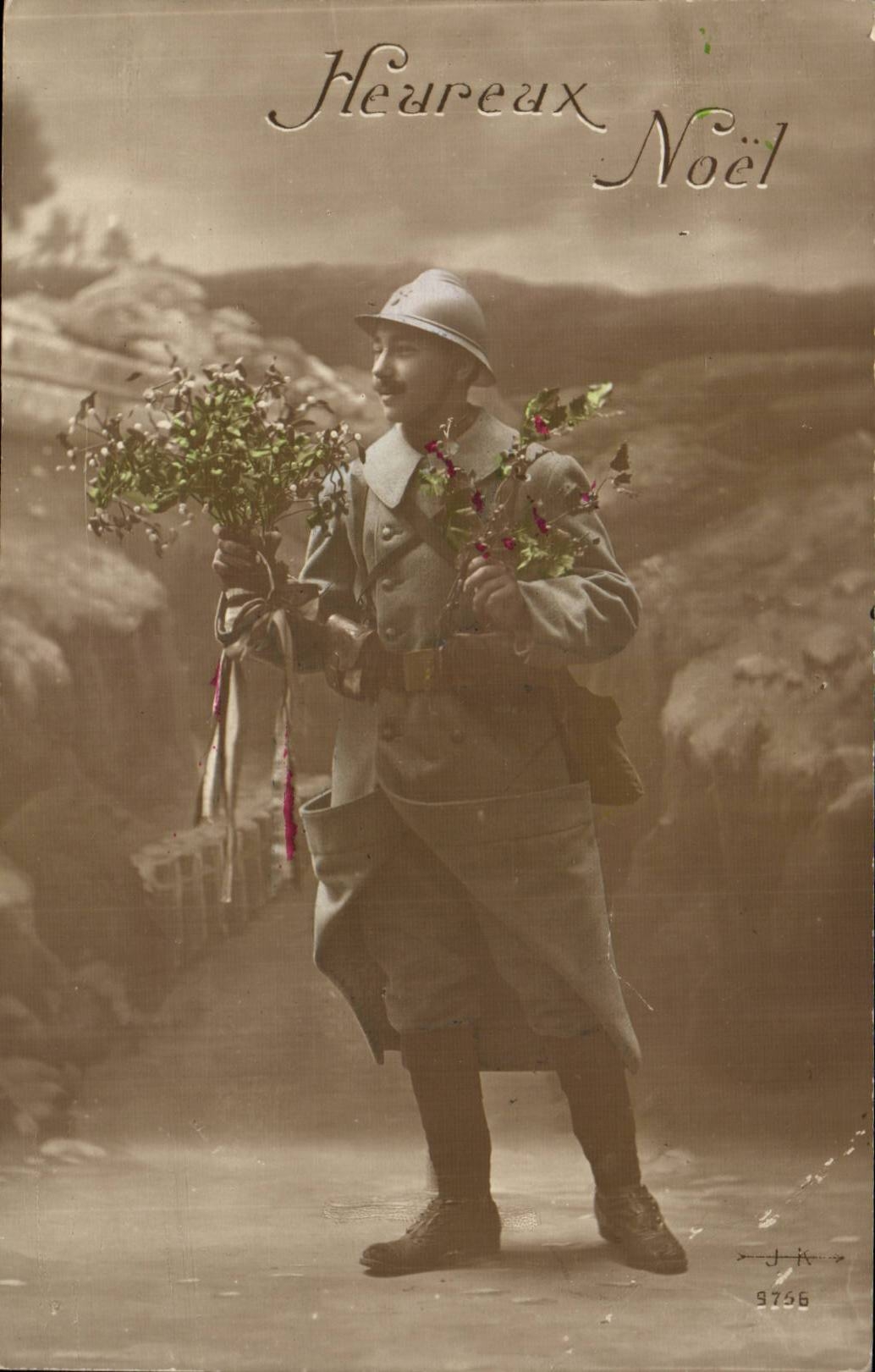 CPA Fantaisie Militaria Joyeux Noel