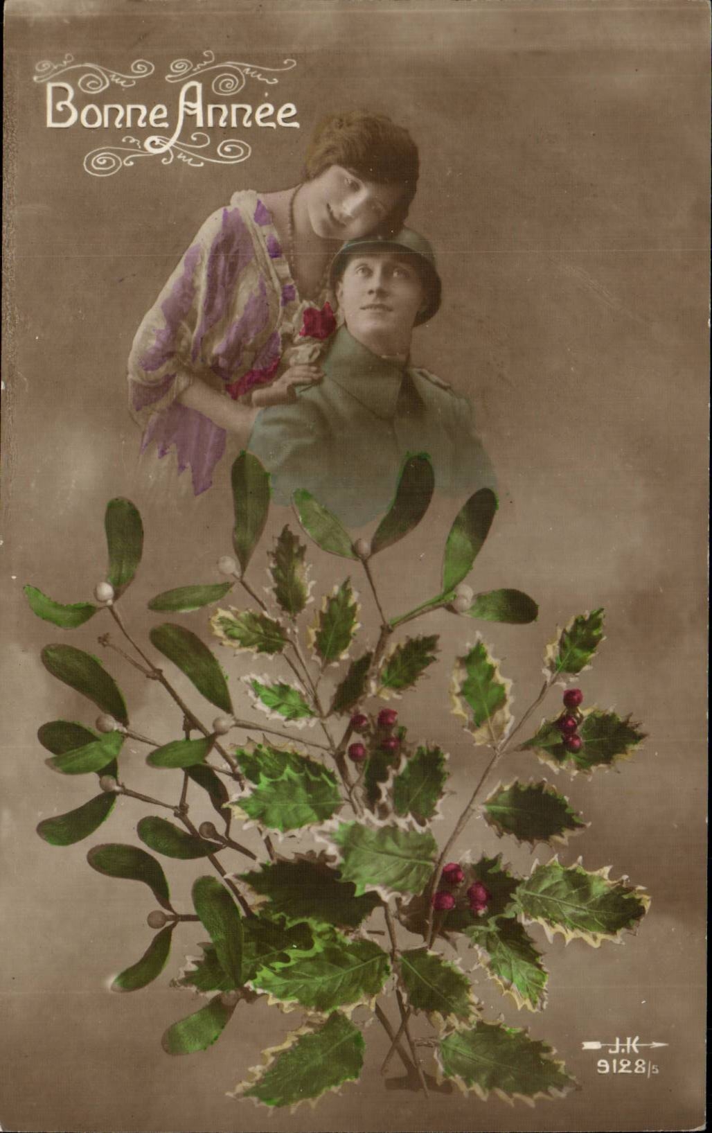 CPA Fantaisie Militaria Couple Bonne annee