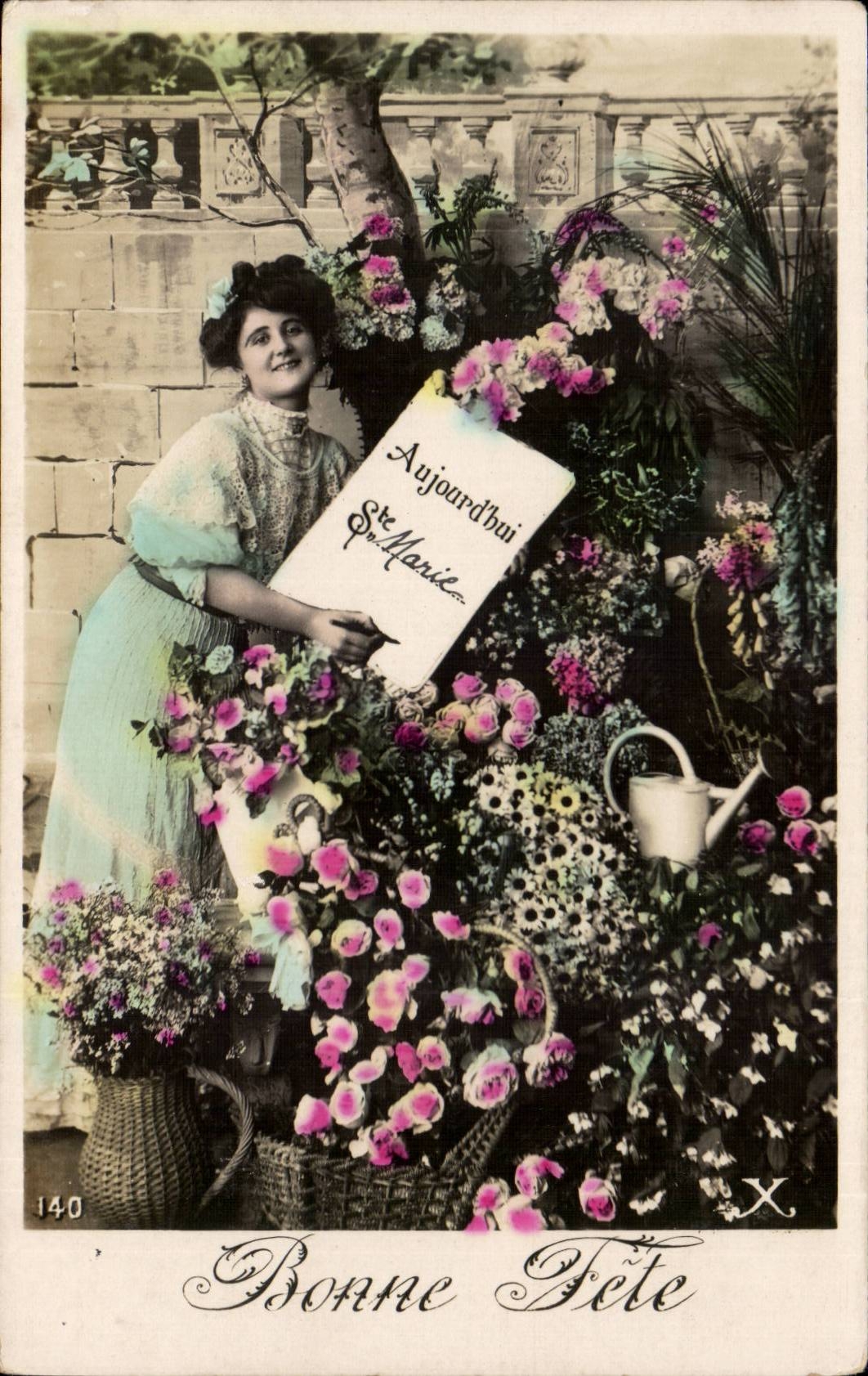 CPA Fantaisie Femme Bonne Fete Aujourd'hui Ste MArie