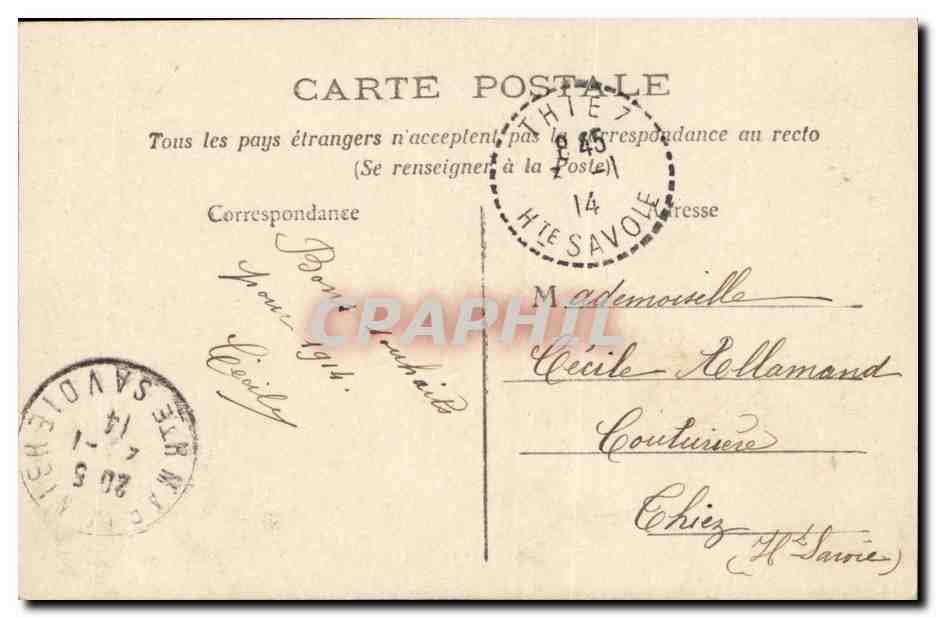 CPA Fantaisie Femme Je pense a vous — Rückseite