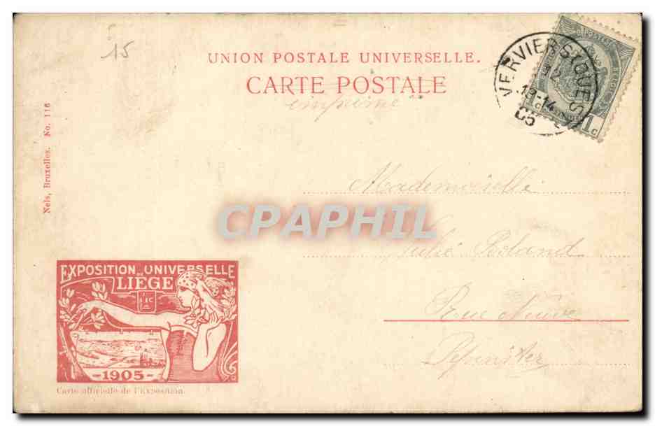 Belgie Belgique Exposition de Liege 1905 Les arbres fruitiers — Rückseite