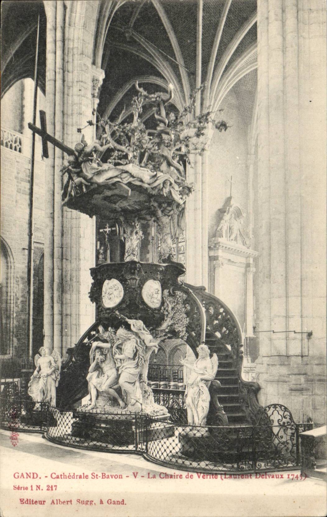 Belgie Belgique Gand CPA Cathedrale St Bavon La chaire de Verite (Laurent Delvaux)