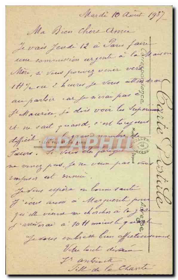 Amiens CPA La cathedrale L'ange pleureur (angel mort death skull crane) — Verso