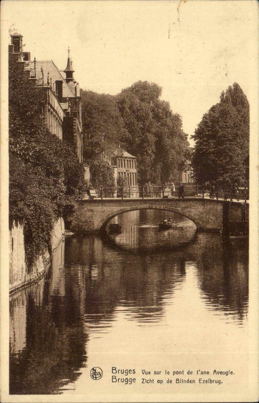 Belgie Belgique Bruges CPA Vue sur le pont de l'ane aveugle (donkey)
