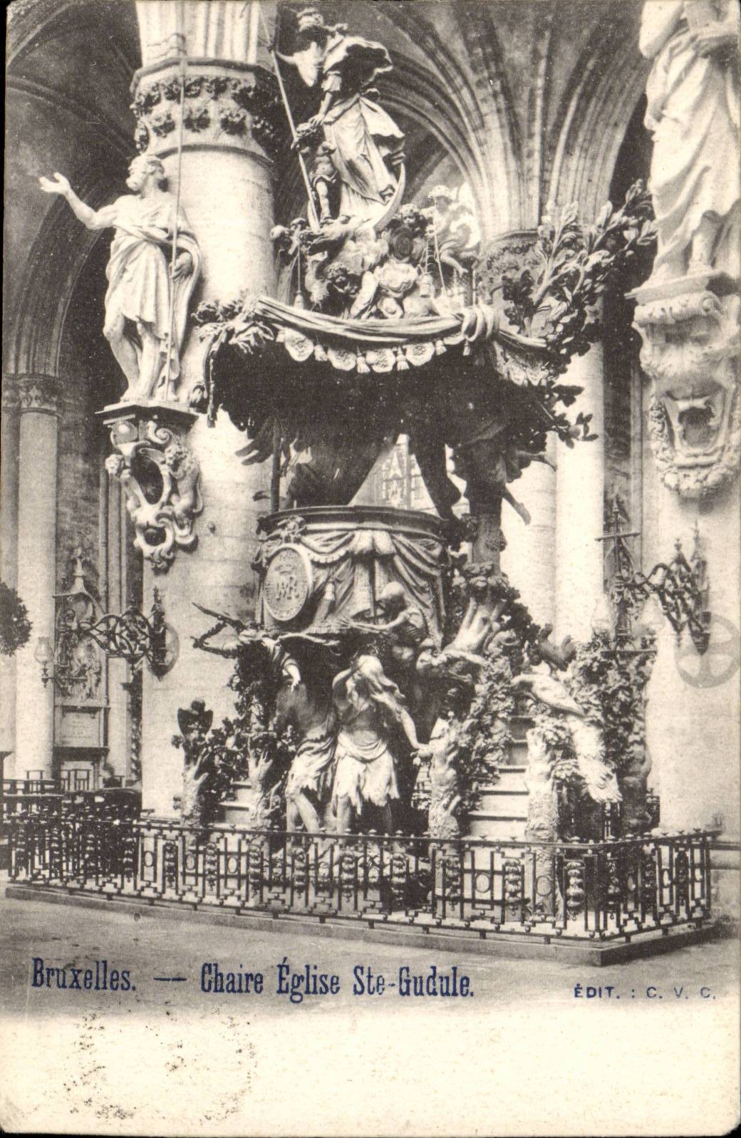 Belgique Bruxelles CPA Chaire eglise Ste Gudule