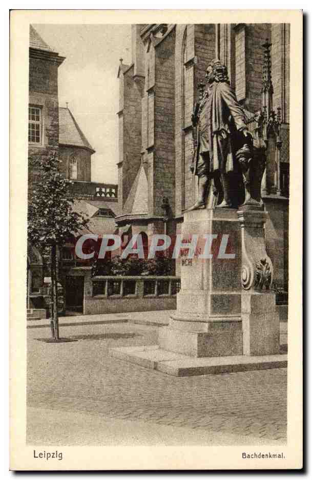 Allemagne Leipzig CPA Bachdenkmal (statue de Bach)