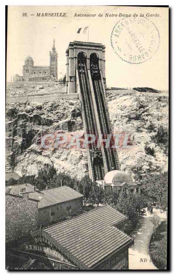 Marseille CPA Ascenseur de Notre Dame de la Garde