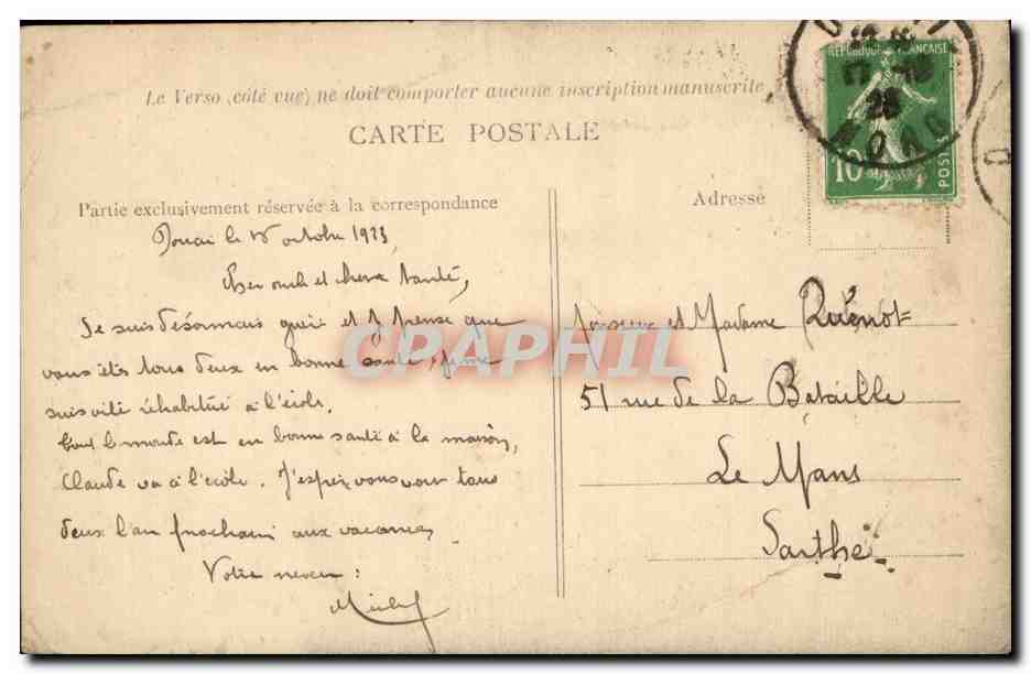 Ecole nationale d'instituteurs Douai CPA A la gloire des instituteurs et eleves maitres du Nord morts pour la France (li — Rückseite