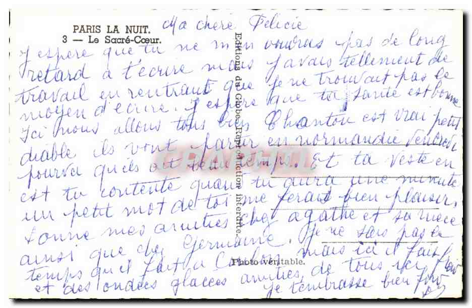 Paris la Nuit — Le Sacré-Cœur — Éditions du Globe — Rückseite