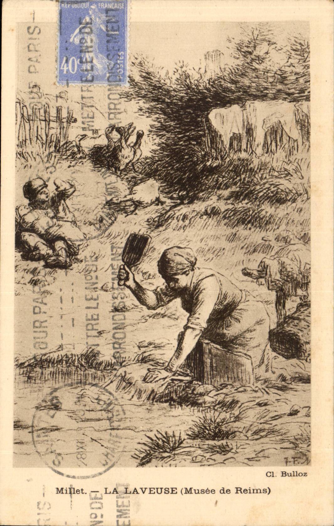 CPA Musee de rEims La laveuse Millet