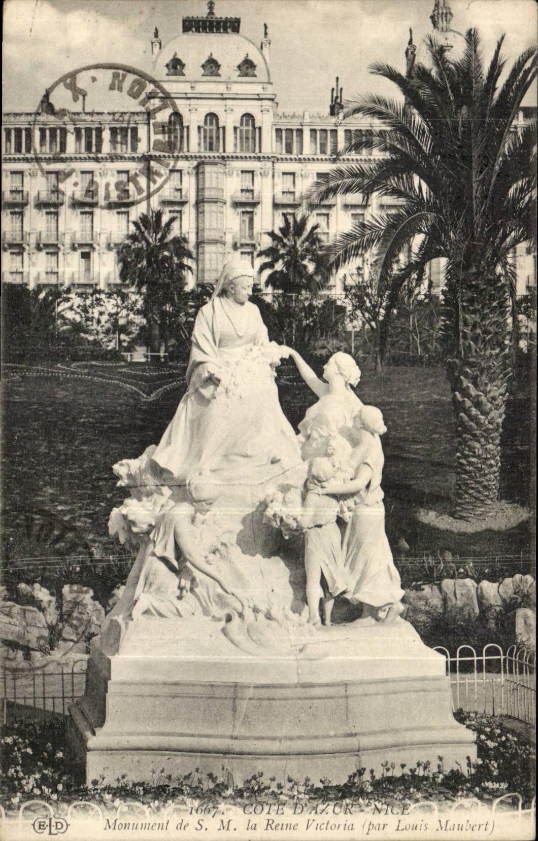 Nice CPA Monument de SM la reine Victoria (par Louis Maubert)