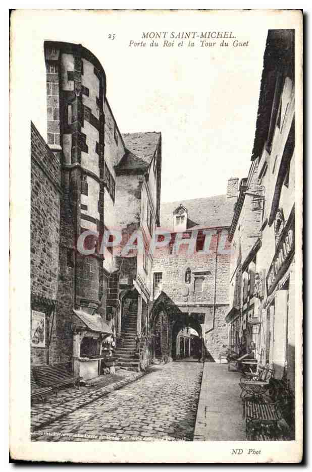 CPA Mont Saint Michel Porte du Roi et la Tour du Guet
