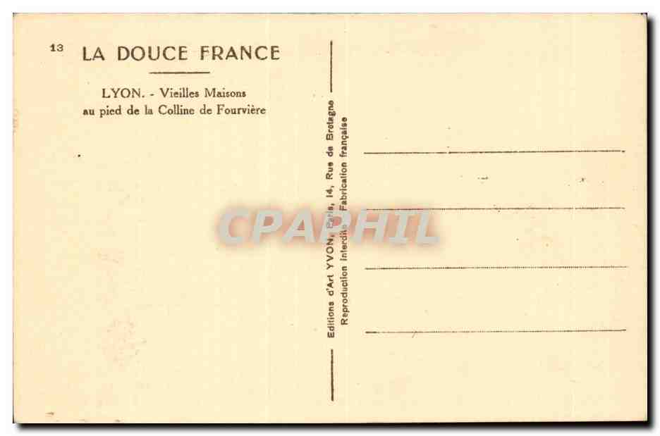 Lyon - Vieilles Maisons au pied de la Colline de Fourvière — Éditions d'Art YVON, Paris — Reverso