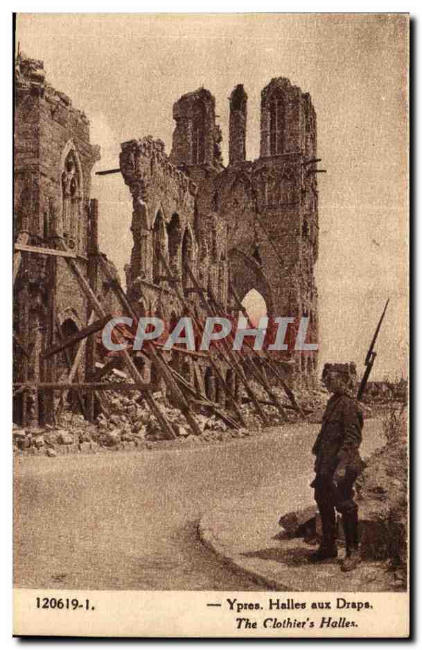 Belgie Belgique Ypres CPA Halles aux draps