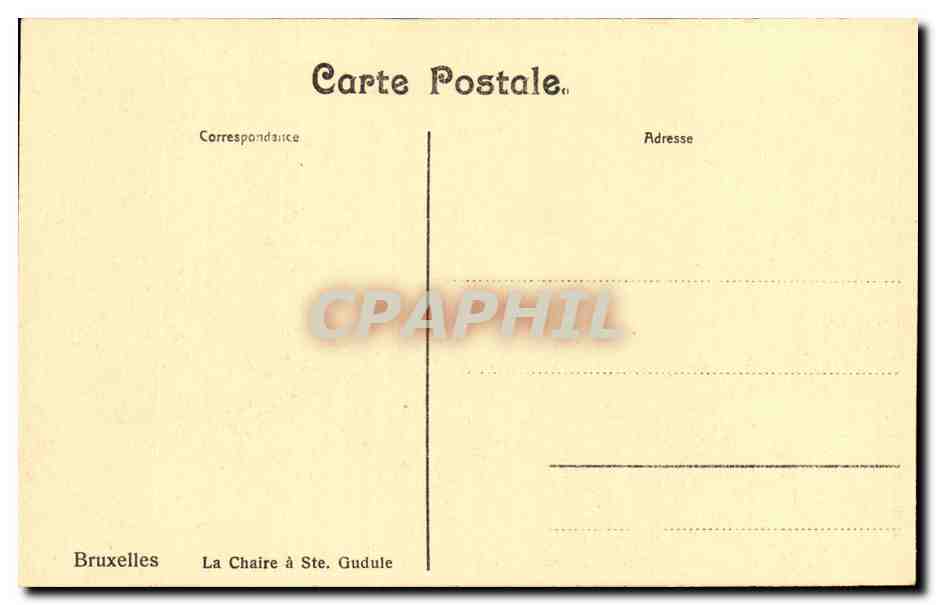Belgie Belgique Bruxelles CPA La chaire a Ste Gudule — Rückseite
