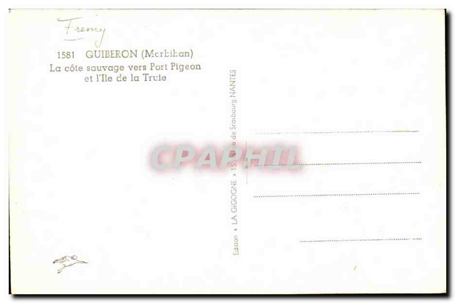 Wildküste in Richtung Port Pigeon und die Insel der Sau — Guiberon (Morbihan) — Edition « La Gicogne » von Straßburg — Rückseite