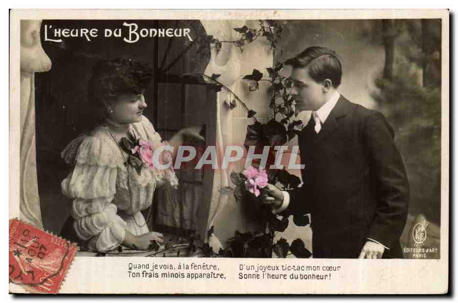 CPA Fantaisie L'heure du bonheur Couple