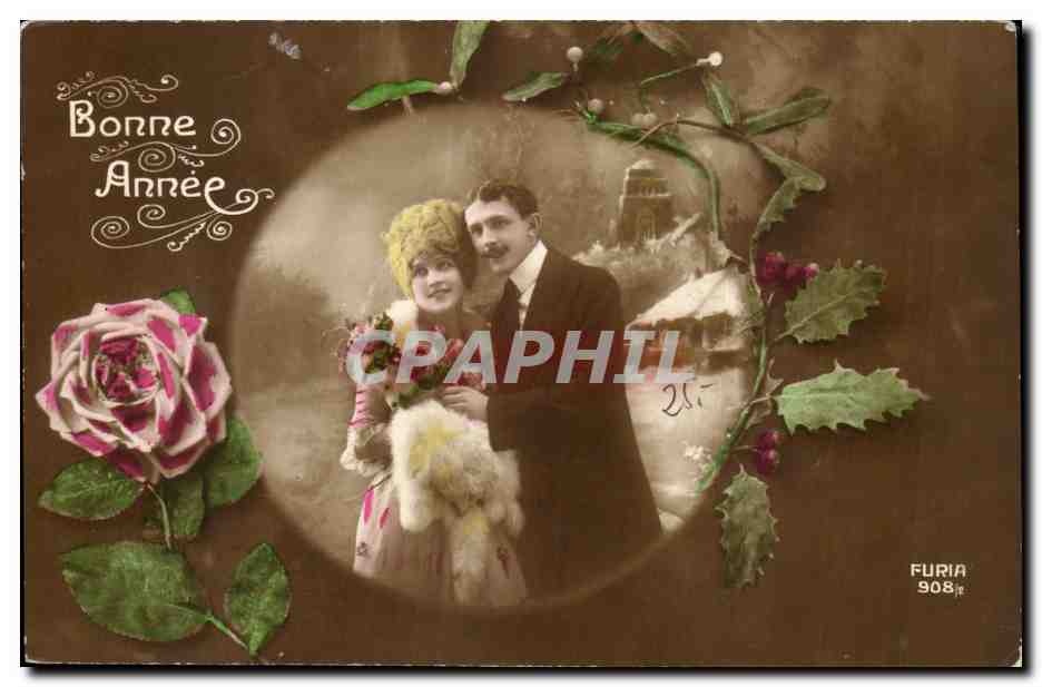 CPA Fantaisie Bonne annee Couple