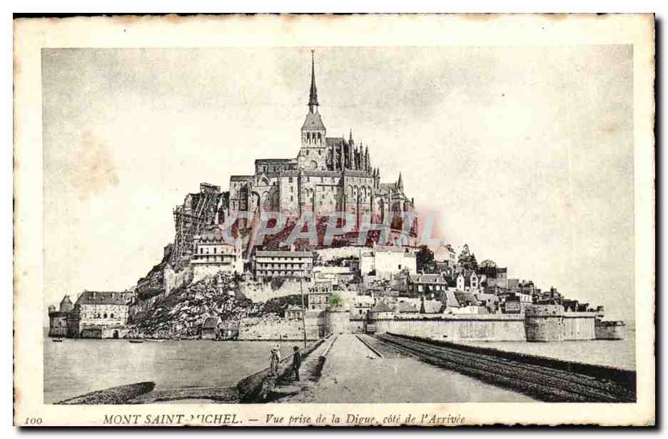 Mont Saint Michel CPA Vue prise de la digue cote de l'arrivee