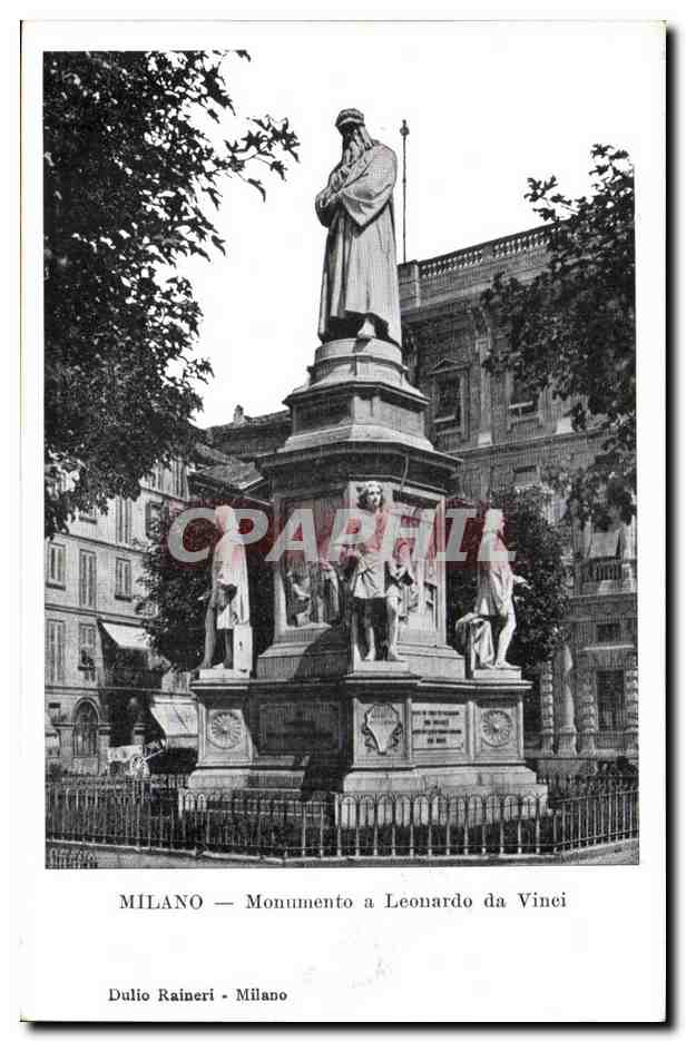 Italie Italia Milano CPA Monumento a Leonardo da Vinci