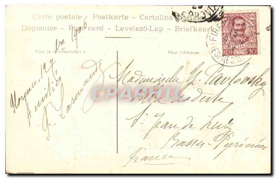 Italie Italia Firenze CPA Via del Pecori — Rückseite
