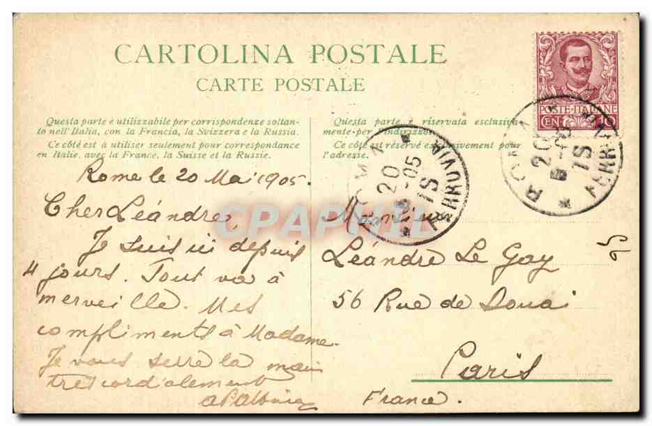 Italie Italia Folklore Femme CPA Roma — Rückseite